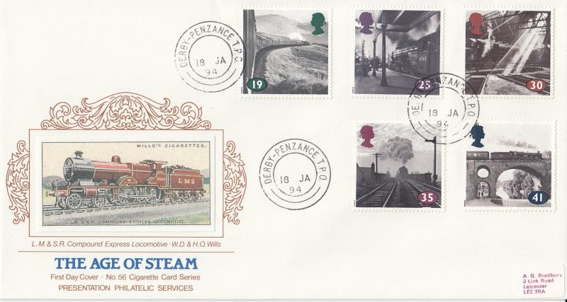 1994 (01) The Age of Steam - Cigarette Card PPS Silk - Derby-Penzance TPO CDS
