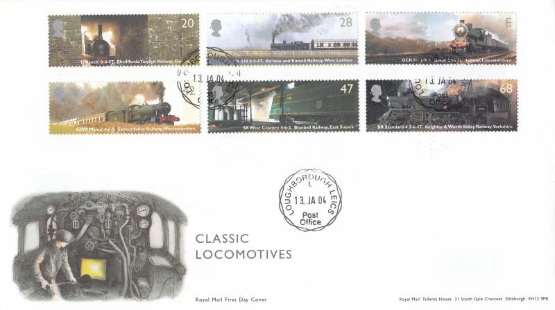 2004 (01) Classic Locomotives (Stamps) - RM - Loughborough CDS