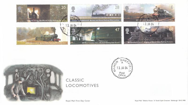 2004 (01) Classic Locomotives (Stamps) - RM - Manor CDS