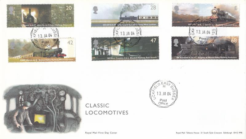 2004 (01) Classic Locomotives (Stamps) - RM - Uckfield CDS