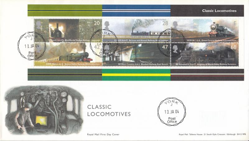 2004 (01) Classic Locomotives (M/S) - RM - York CDS