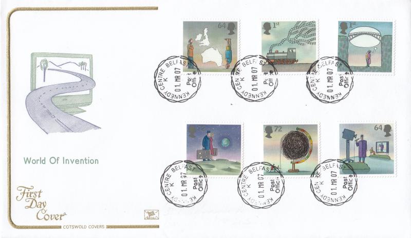 2007 (03) World of Invention (Stamps) - Cotswold - Kennedy Centre, Belfast CDS