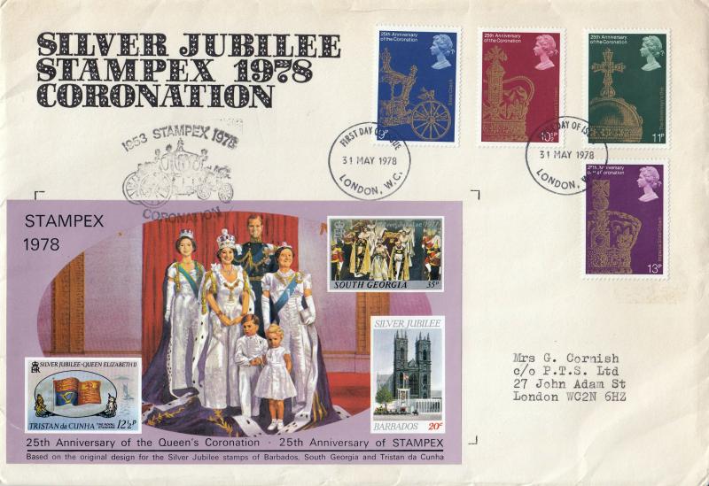 1978 (05) Coronation - STAMPEX 25th Anniversary Cover - London WC FDI