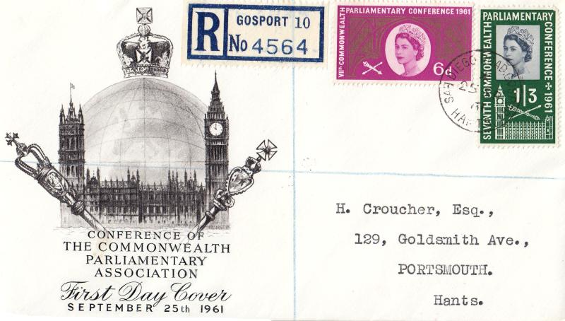 1961 (09) Parliamentary Conference - B&W Westminster & Crown Jewels Image Cover - Gosport CDS