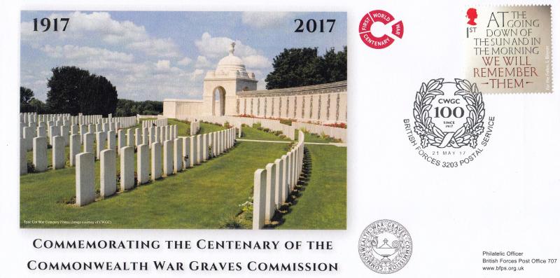 2017 (05) First World War Centenary - Commonwealth War Graves Commission Centenary Cover - BF3203PS H/S