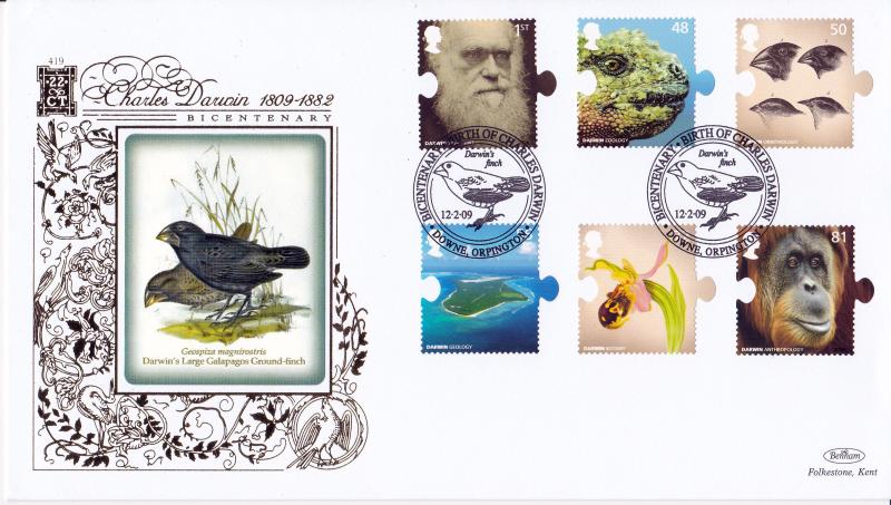 2009 (02) Charles Darwin (Stamps) - Benham Gold (500) Official