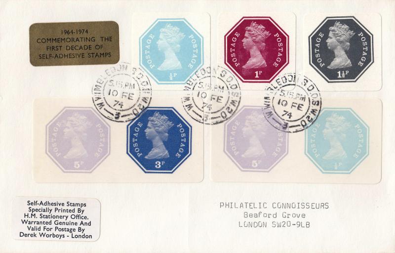 1974 (02) Self Adhesives (1st Series) - Philatelic Connoisseurs Cover - Wimbledon CDS