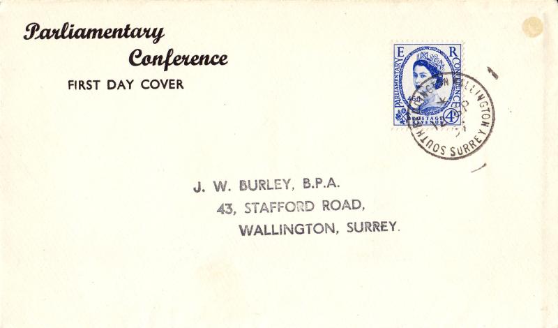 1957 (09) Parliamentary Conference - Display Text Cover - South Beddington, Wallington CDS