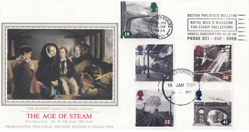 1994 (01) The Age of Steam - PPS 'Silk' - British Philatelic Bulletin Slogan