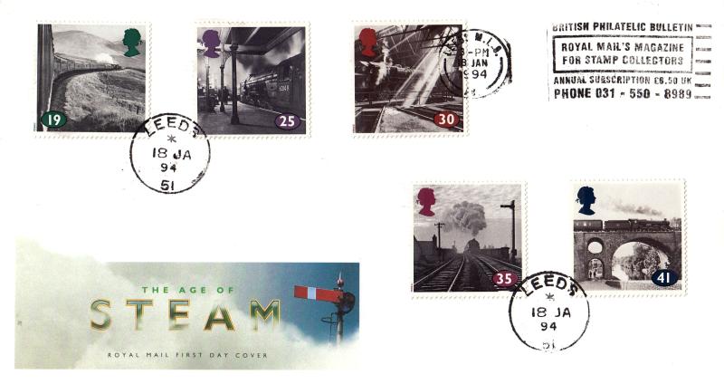1994 (01) The Age of Steam - RM - British Philatelic Bulletin Slogan