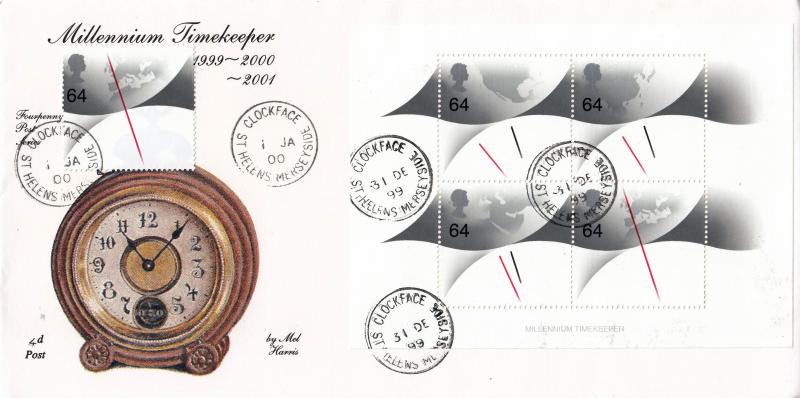 1999 (12) & 2000 (01) Millennium Changeover - 4d Post - Clockface CDS (BOTH Dates)