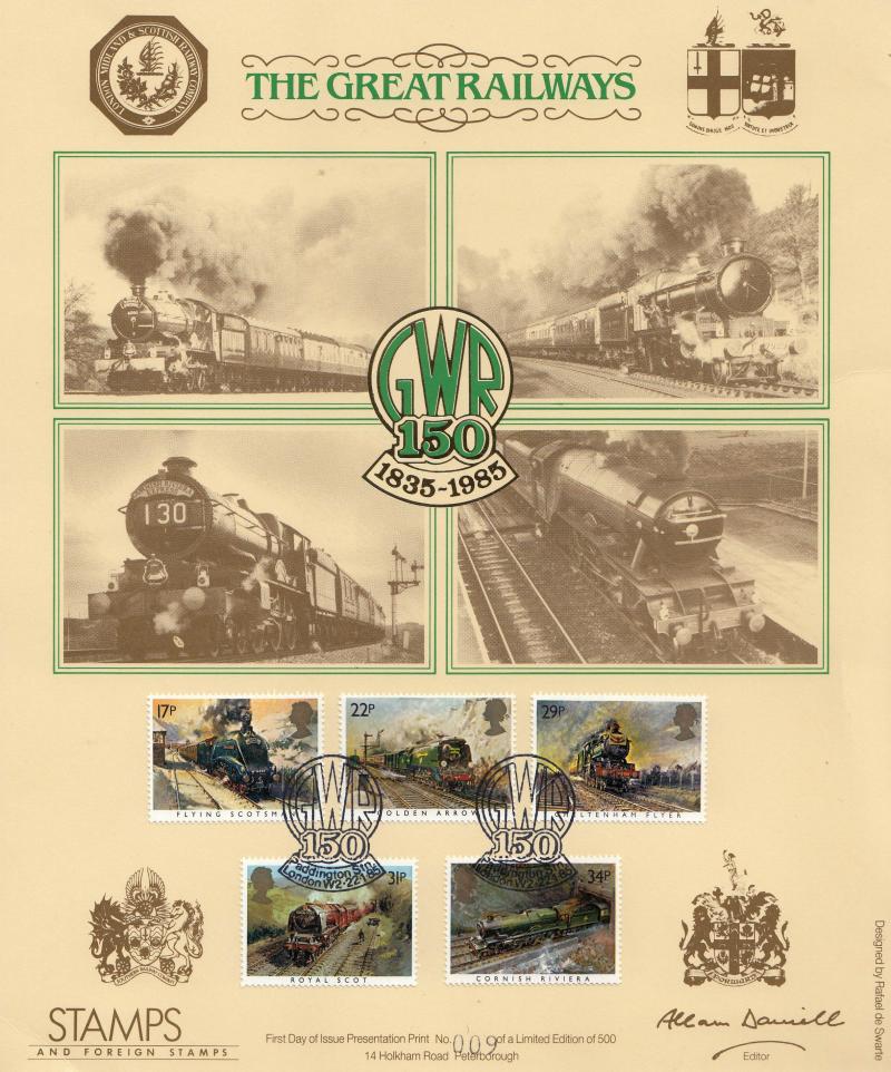 1985 (01) Famous Trains - Covercraft GWR 150 'Steam Railway' Presentation Print Official