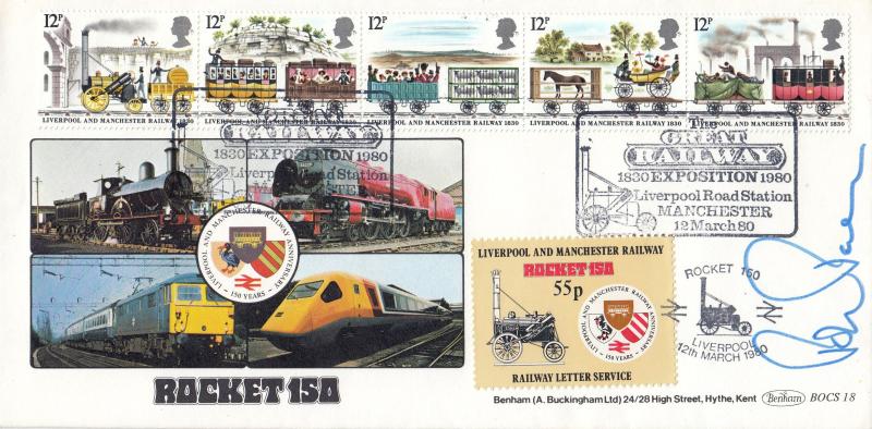 1980 (03) Liverpool & Manchester Railway - Benham BOCS 18 - Great Railway Exposition H/S - Signed by Sir Peter Parker