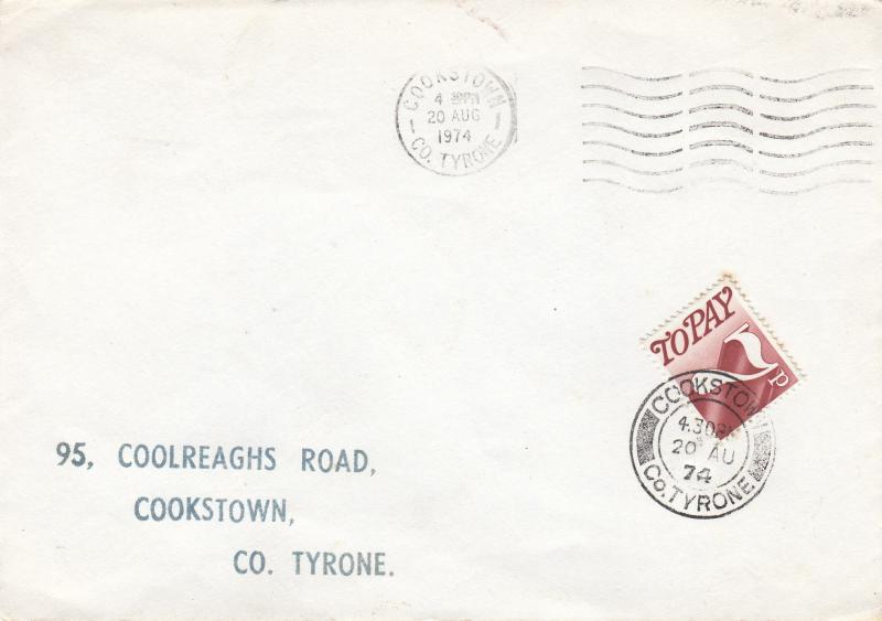 1974 (08) 7p To Pay Label - Plain - Cookstown CDS (Pre-Dated Error)