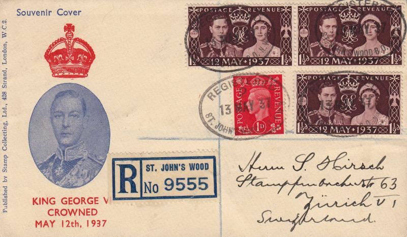 1937 (05) Coronation - Stamp Collecting, Strand Cover - St John's Wood (Registered) CDS