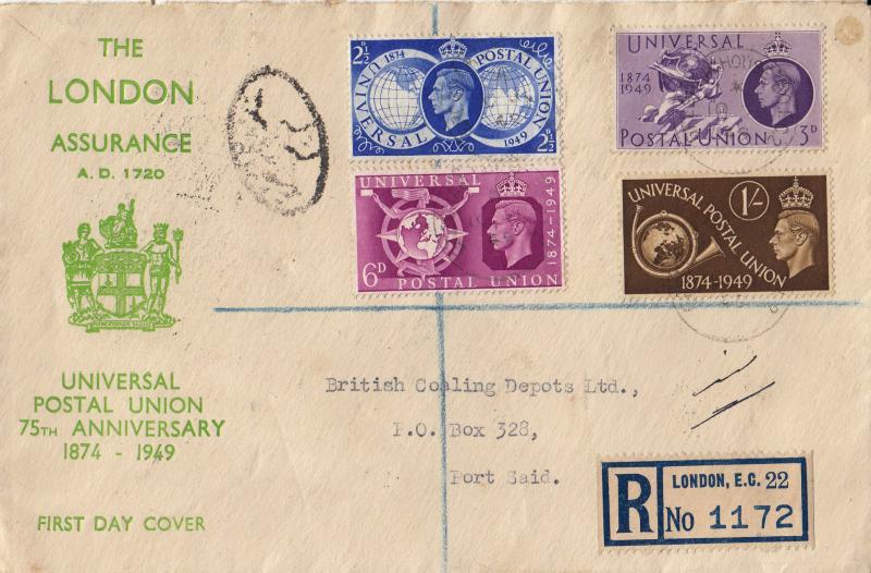 1949 (10) UPU - London Assurance Cover - Gresham House CDS