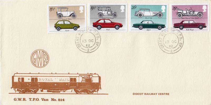 1982 (10) British Motor Cars - GWR 814 TPO Cover - Great Western TPO UP 2 CDS