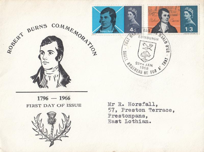 1966 (01) Robert Burns - Ord - 'Face & Thistle' Cover - Edinburgh H/S (Large Format)