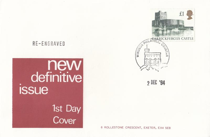 1994 (12) £1 Carrickfergus Castle Re-Engraved Castle High - Jim Bond Cover - Windsor Counter H/S