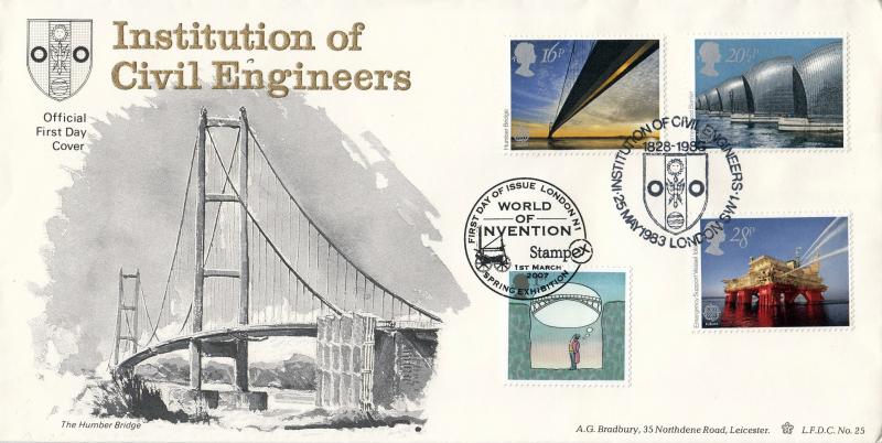 1983 (05) Engineering - Bradbury LFDC 25 'Institution of Civil Engineers' Official - Doubled 2007 World of Invention