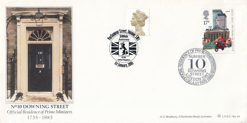 1985 (07) Royal Mail - Bradbury LFDC 43 Official (s) - Doubled 200th Anniversary of the UK