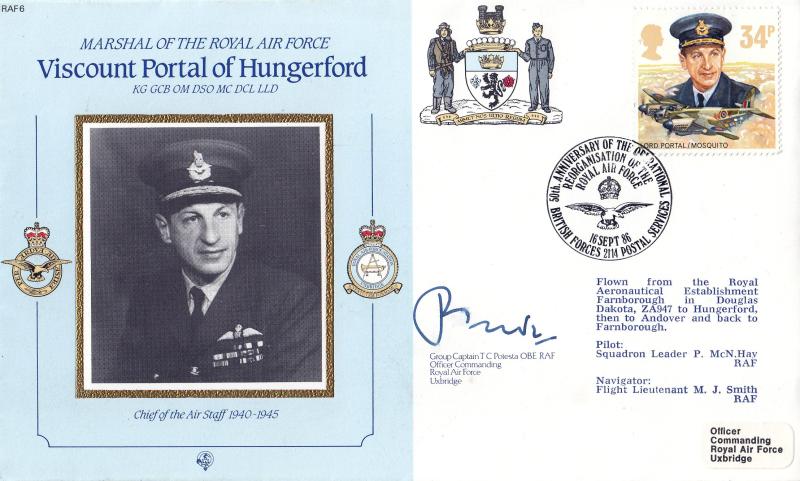 1986 (09) Royal Air Force - Alternative Forces MRAF 6 Official - RAF Reorganisation 50th Anniversary H/S - Signed by Group Captain T C Potesta