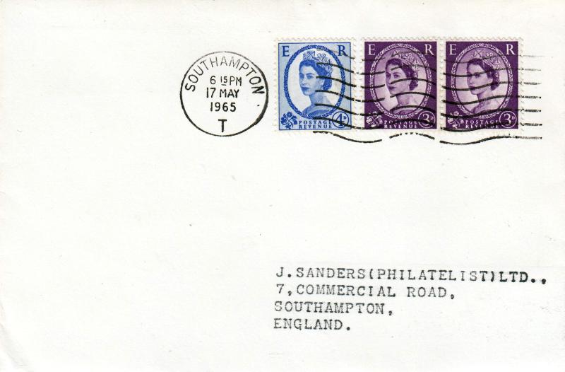 1965 (05) 3d Deep Lilac & 4d Deep Ultramarine Phosphor Change - Plain - Southampton Wavy Line Slogan