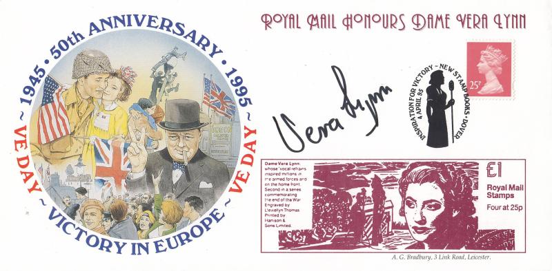1995 (05) VE Day - Bradbury LFDC 132 Dame Vera Lynn Booklet 'Special' - Signed by the lady herself - Dame Vera Lynn