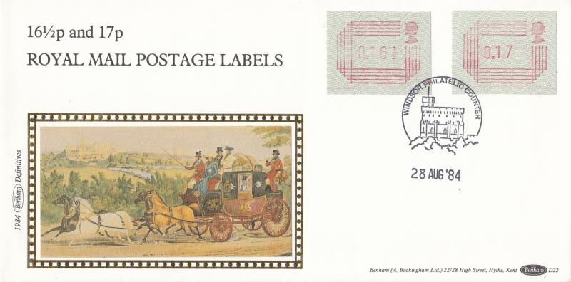 1984 (08) 16½p & 17p Frama Labels - Benham D22 - Windsor Counter H/S