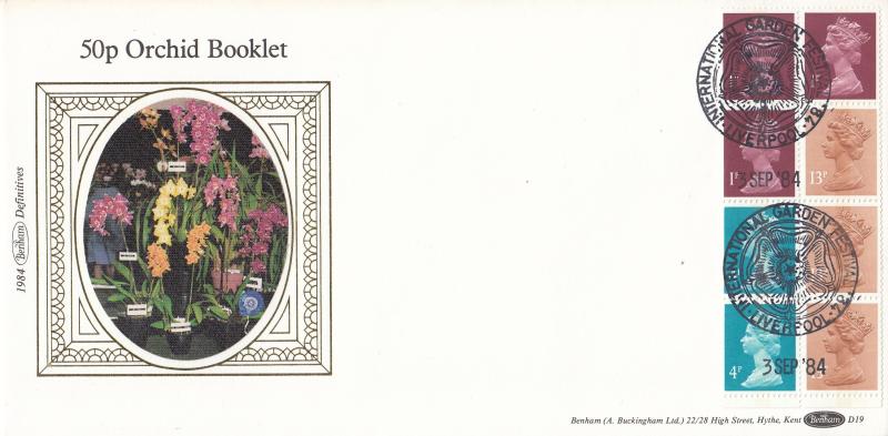 1984 (09) 50p Orchid Booklet - Benham D19 - International Garden Festival, Liverpool H/S