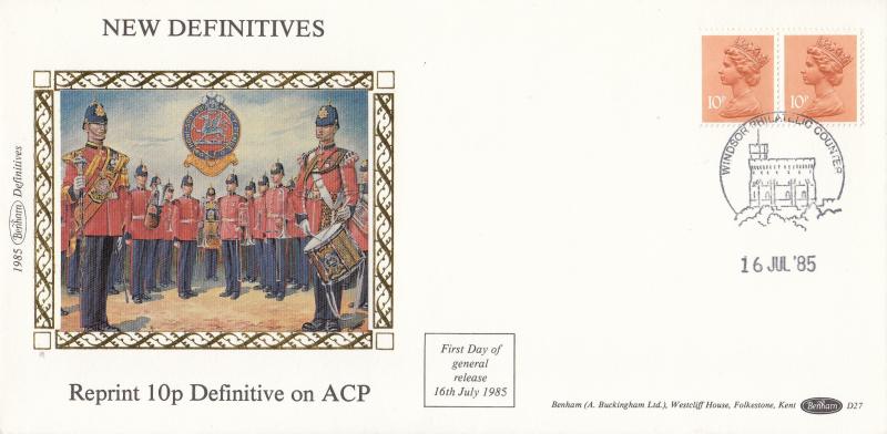 1985 (07) Reprinted 10p Definitive on ACP - Benham D27 - Windsor Counter H/S