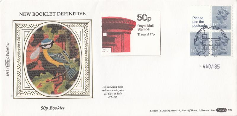 1985 (11) 50p Discount Booklet - Benham D33 - Windsor Counter H/S