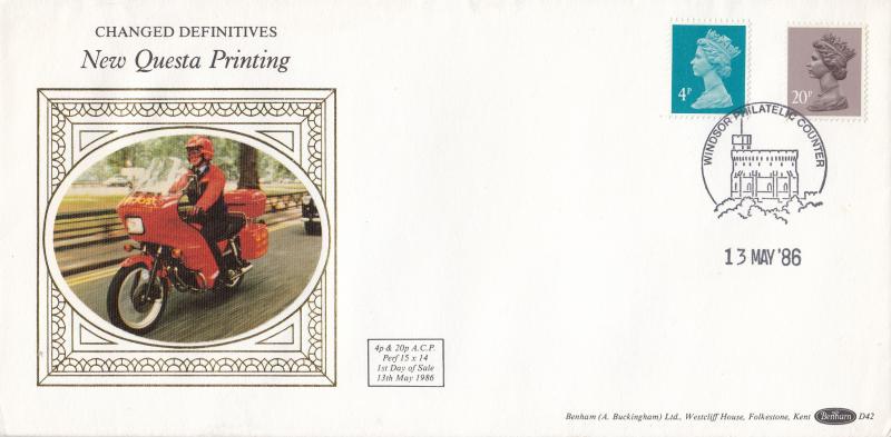 1986 (05) 4p & 20p ACP Definitives - Benham D42 - Windsor Counter H/S