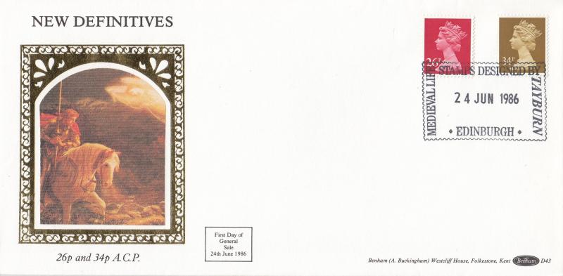 1986 (06) 26p & 34p ACP - Benham D43 - Medieval Life, Tayburn, Edinburgh H/S