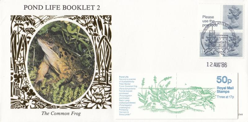 1986 (08) 50p Pond Life Booklet - Benham D44 - Windsor Counter H/S