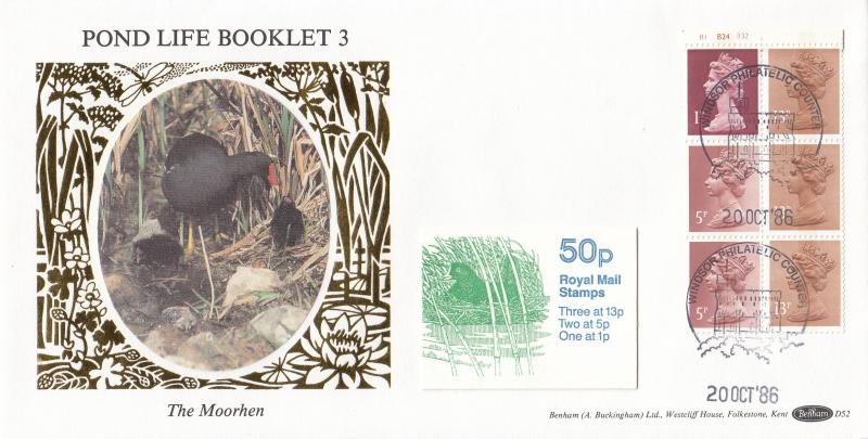 1986 (10) Pond Life Booklet - Benham D52 - Cyl No Pane - Windsor Counter H/S