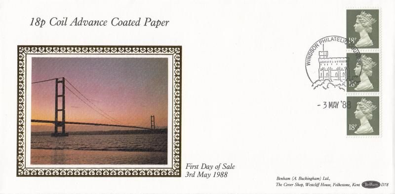 1988 (05) 18p Coil ACP - Benham D78 - Windsor Counter H/S