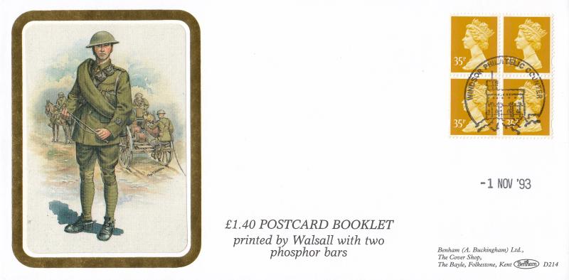 1993 (11) £1.40 Postcard Booklet - Benham D214 - Windsor Counter H/S