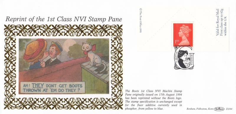1995 (09) 1st Class NVI Stamp Pane Reprint - Benham D244 - Windsor 'G' H/S