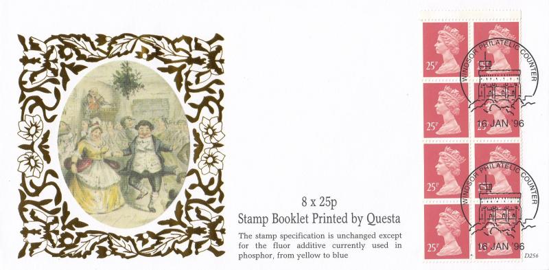 1996 (01) 25p x 8 Stamp Booklet - Benham D256 - Windsor Counter H/S