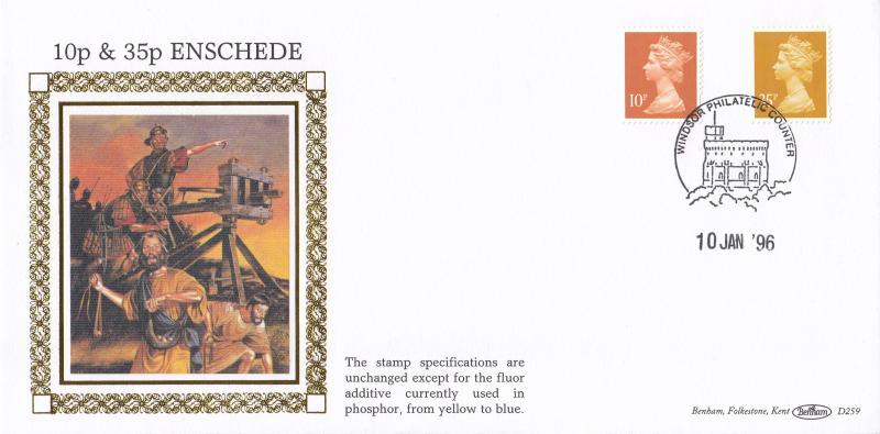 1996 (01) 10p & 35p Enschede Stamps - Benham D259 - Windsor Counter H/S