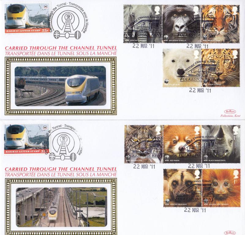 2011 (03) WWF (Stamps) - Benham 'Through The Channel Tunnel' Official's (pair)