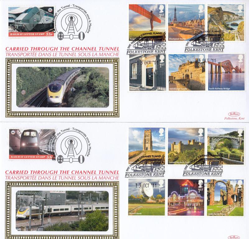 2011 (10) A-Z of Britain - Benham 'Through The Channel Tunnel' Official's (Pair)