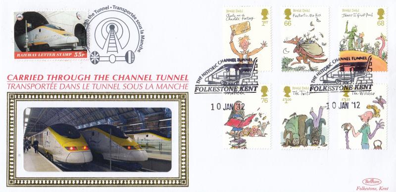 2012 (01) Roald Dahl (Stamps) - Benham 'Through The Channel Tunnel' Official