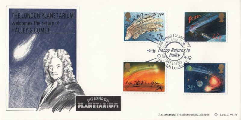 1986 (02) Halley's Comet - Bradbury LFDC 48 Special - The Old Royal Observatory, Greenwich H/S