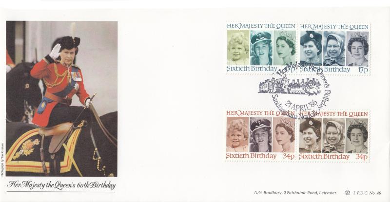 1986 (04) Queen's 60th Birthday - Bradbury LFDC 49 Special - Sandringham H/S