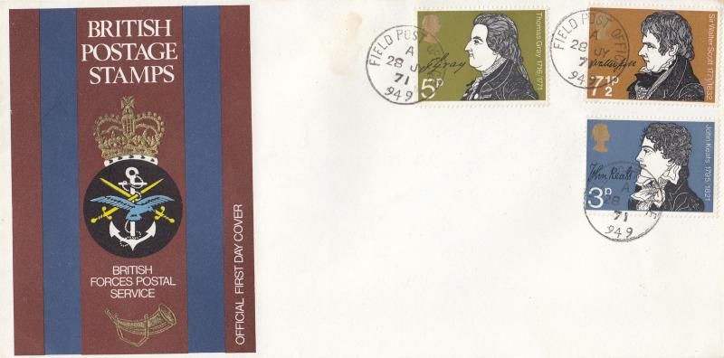 1971 (07) Literary Anniversaries - BFPS Cover - Field Post Office 949 CDS