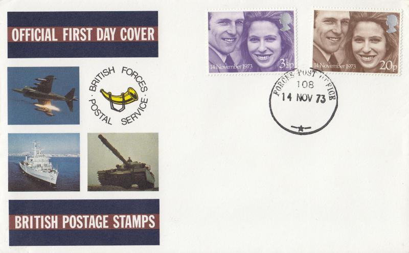 1973 (11) Wedding - BFPS Cover - Forces Post Office 108 CDS