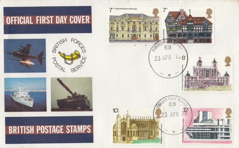 1975 (04) Architectural Heritage - BFPS Cover - Forces Post Office 68 CDS