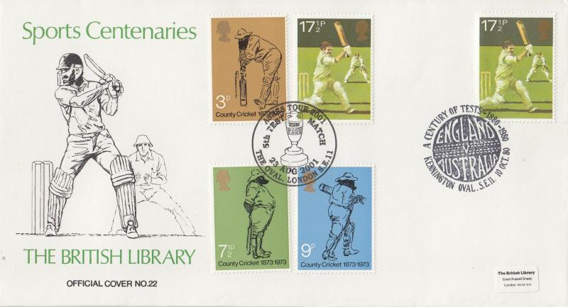 1980 (10) Sports - British Library Cover - Century of Tests H/S (s) - Doubled 2001 Ashes Tour